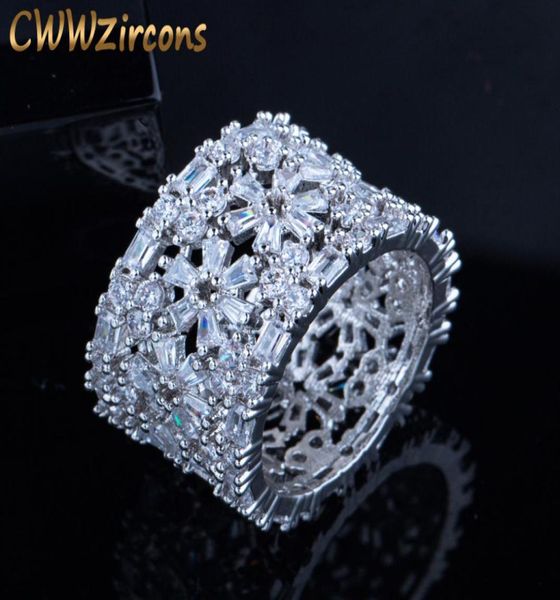 CWWZIRCONS Diseñador de marca Flor geométrica Anillos de dedo de lujo para mujeres Joyas de fiesta únicas Cóctel Cocktail Rings R0668366487