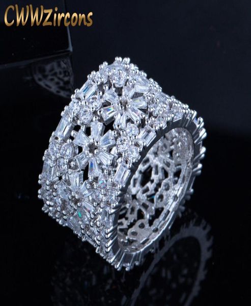 Cwwzircons diseñador de marca flor geométrica anillos de dedo de lujo para mujeres joyas de fiesta únicas cócteles cócteles R0666239019