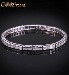 CWWZircons marque carré m zircon cubique Tennis Bracelets pour femme couleur or blanc princesse coupe CZ bijoux de mariage CB169 2202156856638