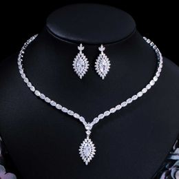 CWWZIRCONS Glanzende Afrikaanse Dubai Cubic Zirconia Bruids Bruiloft Ketting Luxe Sieraden Sets voor Bruiden Jurk Accessoires T559 H1022