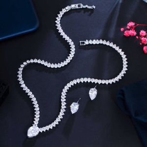 CWWZIRCONS Glanzende kubieke zirkonia avondfeest jurk sieraden set voor vrouwen trendy bruids bruiloft collectie accessoires T562 H1022