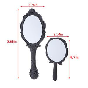 CX110 Mini Draagbare Vintage Cosmetische Makeup Hand Hold Ovale Ronde Klassieke Rose Style Mirror Beauty Make Up Tool