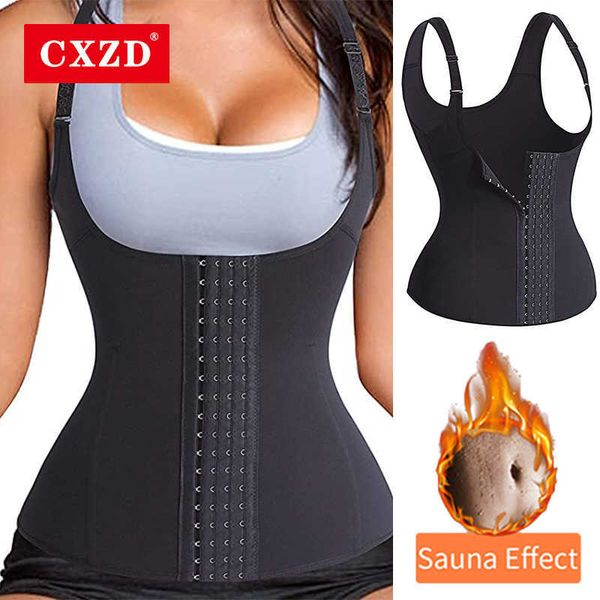 CXZD Femmes Taille Cinchers Contrôle post-partum Underbust Corset Shaper Body Building Front Boucle 4 Breasted Corset Vest 210708