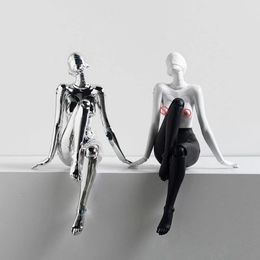 Cyber Bionic Man SciFi Resinas Escultura Craft Creative Crafts Robot Muebles Desk Decoración de decoración Estatua 240129