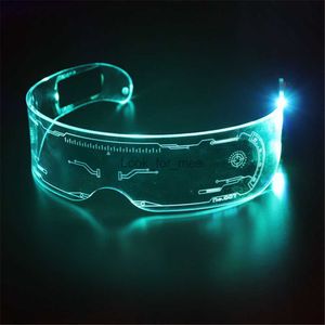 Cyberpunk lentes transparentes de 7 colores Gafas de gafas de visor de luz LED para la fiesta de Halloween HKD230810