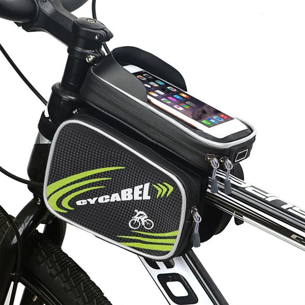 Fietstassen 7 inch telefoon fiets voorframetas touchscreen waterdichte harde schaal fiets bovenbuis opbergzakken organisator fietsaccessoires 231130