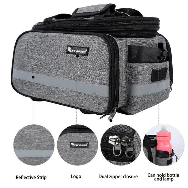 Sacs de cyclisme WEST BIKING étanche VTT porte-selle coffre grande capacité sac porte-bagages vtt Storage273A