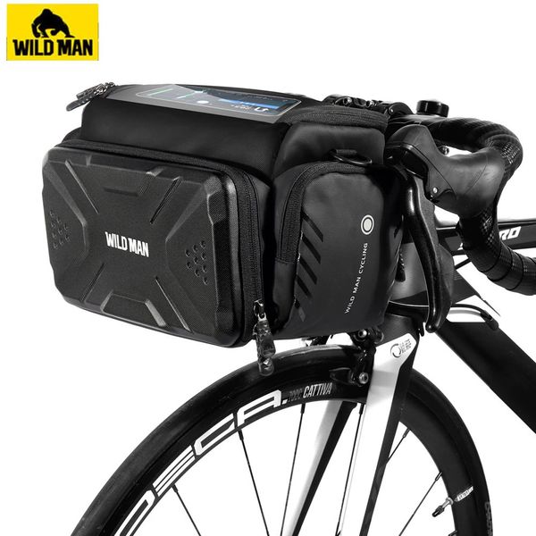 Sacs de cyclisme WILD MAN sac de vélo grande capacité étanche Tube avant sac de cyclisme vtt guidon sac avant coffre sacoche Pack vélo accessoires 231130