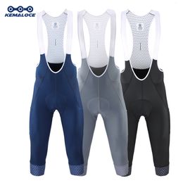 Pantalones pantalones de babero en ciclismo Kemaloce Men Ciclismo 3/4 pantalones pantalones cortos Blue en blanco/negro/gris 5d Gel Gel Pantalones Mtb Babero Babero Topio de calidad rápida Bicicleta Decina Knicker 230811