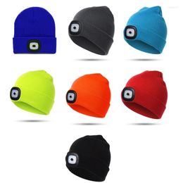 Capes de cyclisme 4 LED Light Beanie chapeau USB Hands rechargeables hiver avec la nuit pour les filles garçons