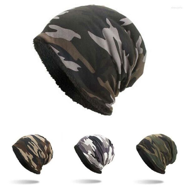 Casquettes de cyclisme Beanie Hat Warm Sports Ski Cap Women/Men Winter Fleece Lined Camouflage Slouchy