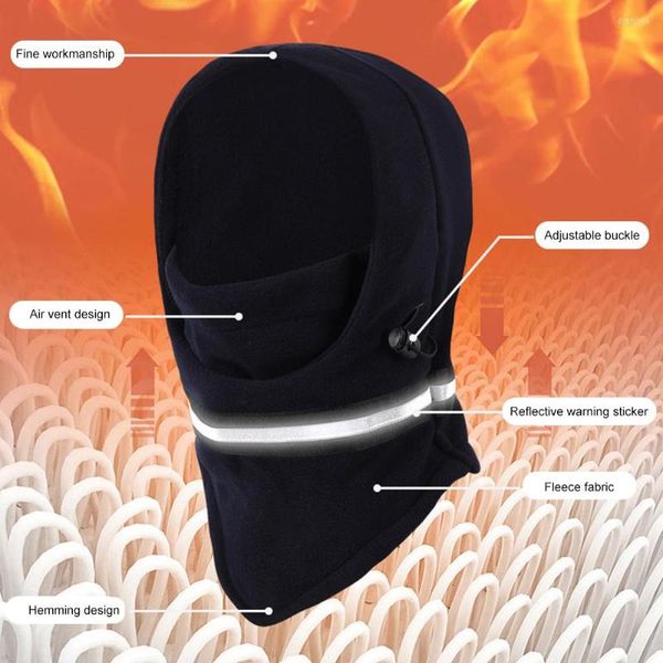 Casquettes de cyclisme mode hiver thermique cou visage plus chaud chapeau avec bande réfléchissante écharpes à capuche pour vélo moto randonnée chapeaux