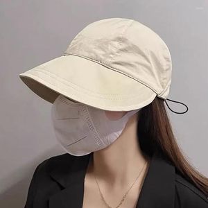 Fietskappen opvouwbare zonnhoed voor vrouwen massief kleurvisor Suncreen floppy cap visser trekkoord brede randzomers hoeden