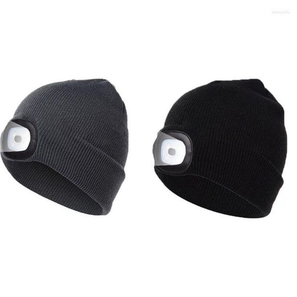 Gorros de ciclismo, gorro LED con luz, gorro de faro recargable por USB, gorro de punto de invierno con luz nocturna para mujeres y hombres, regalo