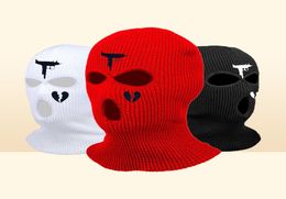 Masques à cyclisme 3 Ho Heart Ski Mask Balaclava avec Fashionab Design Thermal Knited Ski Mask for Men and Women for Outdoor Spor9864046