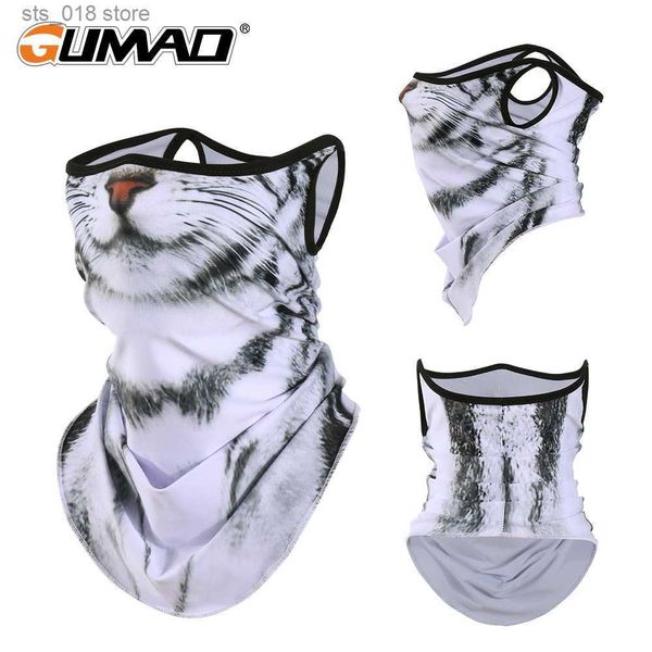 Ciclismo Gorras Máscaras 3D Animal Bandana Triángulo Mascarilla Colgante Oreja Secado rápido Deporte al aire libre Ciclismo Senderismo Cuello Polaina Bufanda a prueba de viento T230718