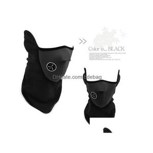 Fietsmutsen Maskers 3 stks Neopreen Nek Warm Half Gezichtsmasker Winter Sluier Voor Motorfiets Ski Snowboard Fiets Drop Levering Sport Ou Dha0T