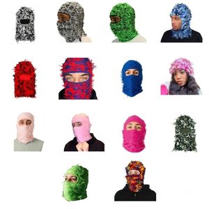 Casquettes de cyclisme Masques Balaclava Distressed Tricoté Masque de ski intégral Camouflage Balaclava Fleece Fuzzy Balaclava Ski Balaclava 230617