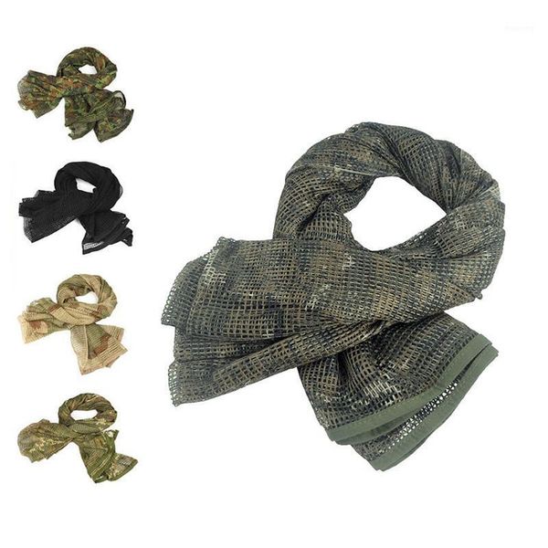 Casquettes de cyclisme Masques Camouflage Tactique Mesh Breathbale Écharpe Sniper Visage Voile Foulards Chasse Randonnée Camo Foulard1