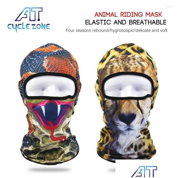 Casquettes de cyclisme Masques Clava Uni 3D Imprimer Animal Face Fl VTT Masque Chapeau Ski Moto ER Sports Drop Livraison Extérieur Équipement de Protection Ot06D