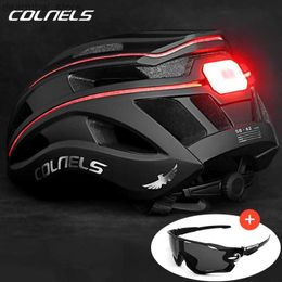 Capes à vélo masques Colnels Casque cycliste professionnel USB Chargeur de recharge avec barre lumineuse à l'extérieur Sports Route de course Casque de vélo L48
