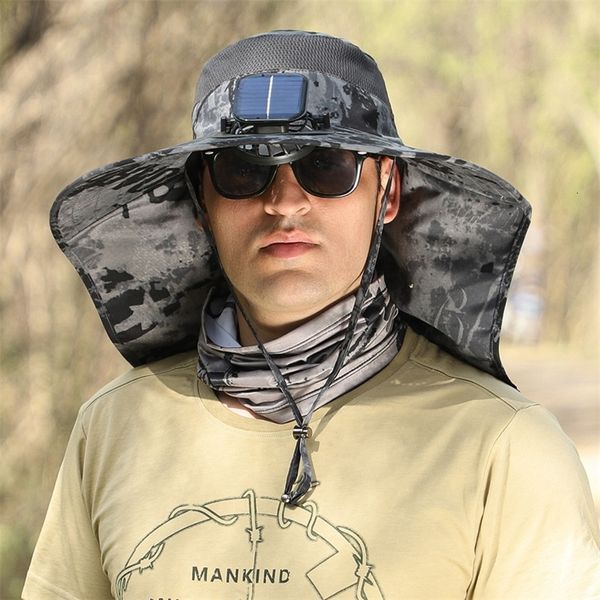 Gorras de ciclismo Máscaras Dayan Sombrero para el sol Ocio al aire libre Sombrero para fanáticos Energía solar Energía eólica Carga USB Sombrero para caminar Gorra de pesca Sombrero alpino Sombrero para caminar gorras 231101