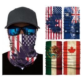 Cycling Caps Masks Maskers Fashion Trendy Magic Bandana Multifunctionele vlagafdruk Rijgezicht Masker Causale mannen Tulband Vrouw Outdoor sjaal