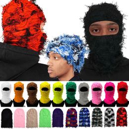 Gorras de ciclismo Máscaras Borlas de cara completa Cubierta Máscara de esquí Sombreros Mujeres Hombres Camuflaje Multicolor Táctico Cs Gorros de punto Sombrero 1 Agujero Invierno Cálido Gorra unisex 230621