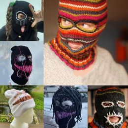 Casquettes de cyclisme masques drôle cagoule masque tricoté chapeau bonnets en détresse Halloween à capuche effrayant 231120