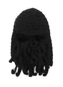 Casquettes de cyclisme Masques Funny Tentacle Octopus Beanie Knit Beard Hat Fisher Cap Wind Ski Mask Black1586707