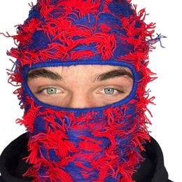 Fietsmutsen Maskers Fuzzy bivakmuts Shiesty Mask Camouflage Bivakmuts Fleece bivakmuts Distressed Knit Full Face Ski Mask Ski Bivakmuts 230727