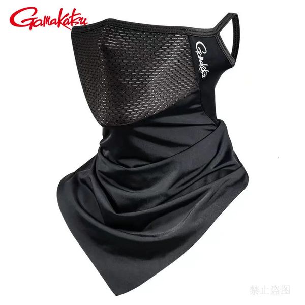 Casquettes de cyclisme Masques Masque de pêche Gamakatsu Protection solaire extérieure et cou de soie glacée respirante Écharpe d'oreille suspendue Masque de pêche d'équitation 231216