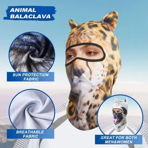 Casquettes de cyclisme masques Halloween chat chien cagoule couverture réaliste masque facial animal pour le ski équitation 231120