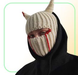Capas de ciclismo Máscaras Halloween Hornos divertidos Gorro de punto de punto ¡Cubierta de cara de cara llena de mascarilla de esquí con sombrero de balaclava a prueba de viento para al aire libre3889724