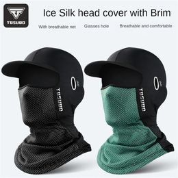 Gorras de ciclismo Máscaras Seda de hielo Resistente a los rayos UV Deportes Frente Protección solar Diseño Secado rápido Sombrero para montar Casco Forro Seda de hielo Protector solar Máscara de tela 231216