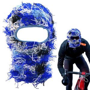 Casquettes de cyclisme masques tricot en détresse tricoté masque de ski complet ski camouflage flou pour l'hiver 231019