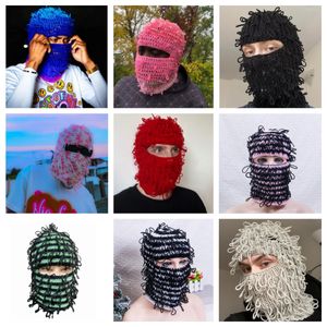 Casquettes De Cyclisme Masques Hommes À La Main Halloween Messy Bobines Fantôme Balaclava Chapeau Femme Effrayant Fantôme Caps Cosplay Halloween Party Masque Chaud 230621