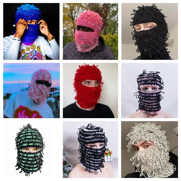 Casquettes De Cyclisme Masques Hommes À La Main Halloween Messy Bobines Fantôme Balaclava Chapeau Femme Effrayant Fantôme Caps Cosplay Halloween Party Masque Chaud 230621