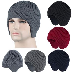 Casquettes de cyclisme masques hommes tricoté hiver chaud polaire doublé casquette chapeau Beanie oreillettes Protection de Ski en plein air