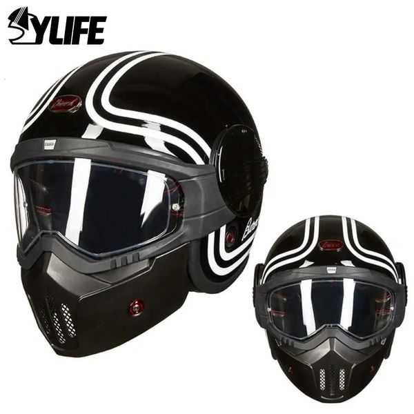 Casquettes De cyclisme masques casque De Moto Vintage modulaire Casco Moto visage ouvert rabattable Capacete De casques pour Scooter 231124