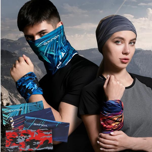 Casquettes de cyclisme Masques en plein air glace soie magique turban été UV bavoir de protection solaire pour hommes masque d'équitation en plein air variable serviette de visage 231108