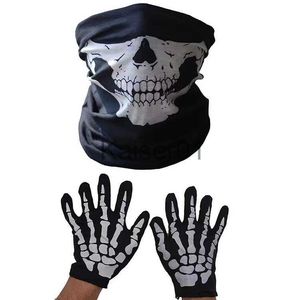 Casquettes de cyclisme Masques Masque d'entraînement de moto en plein air Cool Skull Bike Foulard Masque Bandana Motor Bike Sport Écharpe Cache-cou Hiver Halloween x0904