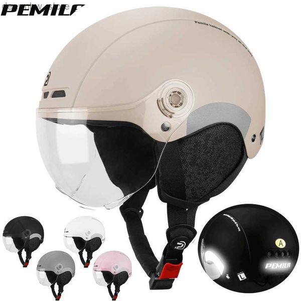 Capas de ciclismo Mascaras Pemila El casco de ciclismo Four Seasons con gafas de protección para orejas de la oreja Casco MTB Cosco de bicicleta E-Bike Reflectante L48 L48