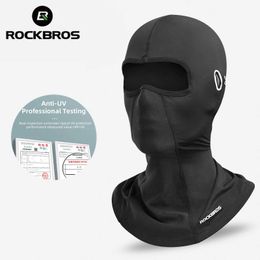 Ciclismo Caps Máscaras ROCKBROS Ciclismo Máscara Verão Proteção UV Balaclava Óculos Rosto Respirável Buraco Homens Mulheres Quick-Secagem Bicicleta Ice Silk Máscara 231216