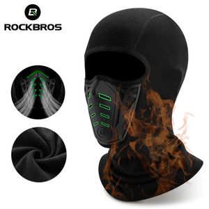 Casquettes de cyclisme Masques ROCKBROS foulard complet hiver thermique vélo tête polaire chapeau plus chaud coupe-vent cagoule respirant masque de cyclisme vélo chapeaux 231204