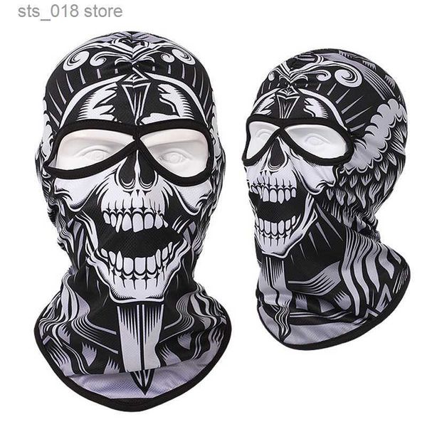 Casquettes De Cyclisme Masques Masque De Ski 2 Trous Coupe-Vent Balaclava Crâne Masque Complet Hommes Femmes Tête Cache-Cou Visage Couverture Moto Vélo Biker Capot Cap T230718