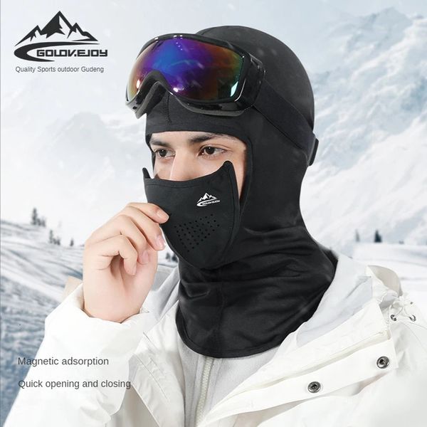 Gorras de ciclismo Máscaras Máscara de esquí Adsorción magnética Protección facial Cálido Transpirable A prueba de viento Despegue Conveniente Bufanda para montar Sombrero a prueba de frío 231113