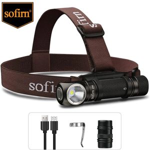 Cycling Caps Masks Sofirn SP40 LED Headlamp XPL2 1200lm 18650 Type C Rechargeable Headlight 18350 Flashlight with Power Indicator Magnet Tail 231202