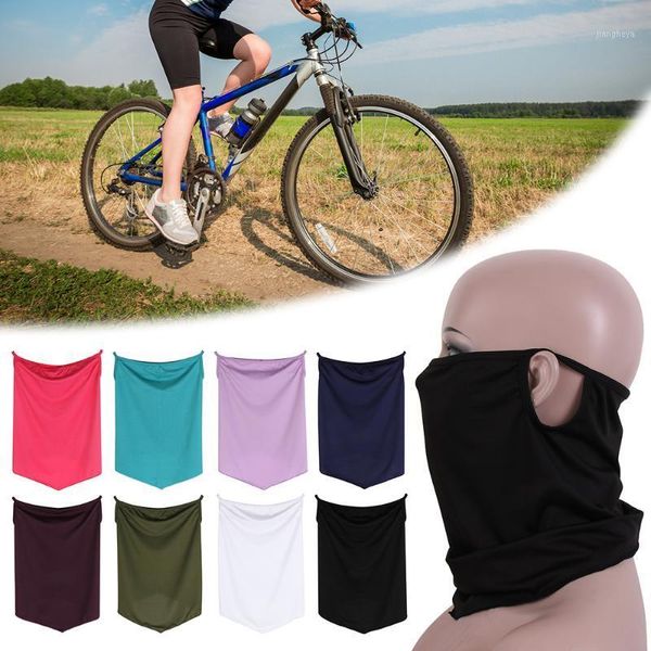 Gorras de ciclismo Máscaras Color sólido Senderismo Bufandas Sombreros Pañuelo deportivo Tubo de cuello de seda de hielo Hombres Mujeres Camping con gancho para la oreja Cubierta de pasamontañas