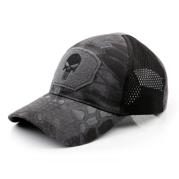 Casquettes de cyclisme Masques Été Militaire Camouflage Crâne Baseball Casquette En Maille Réglable Airsoft Tactique Randonnée Casquette Chapeaux Pour Hommes Femmes 231102